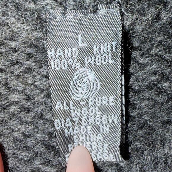 Rare Vintage GAP Hand-Knit Wool Cardigan Bold Floral SzL - Picture 4 of 9